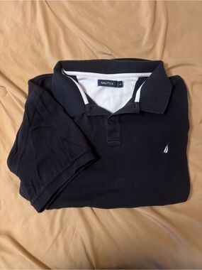 Nautica Men’s Dark Navy Polo with White Trim